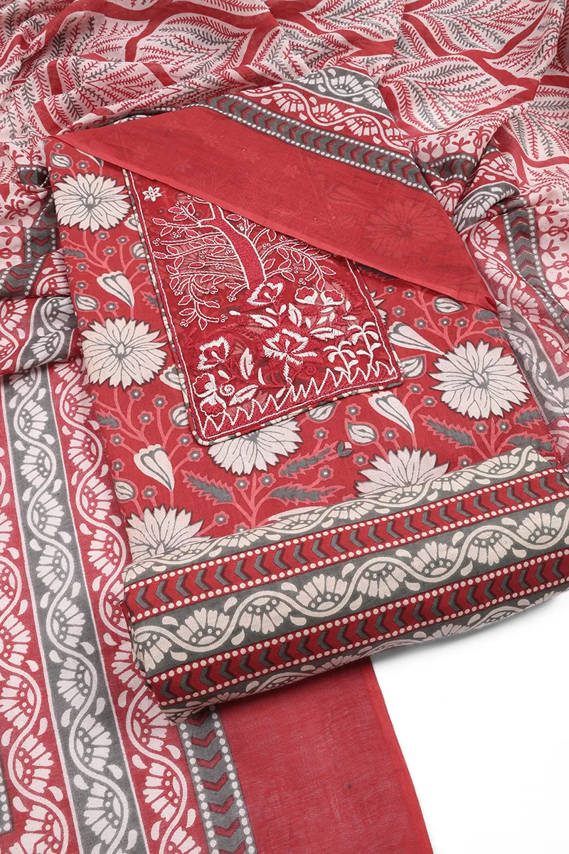 Cotton Floral Printed Unstitched Dress Material for Women