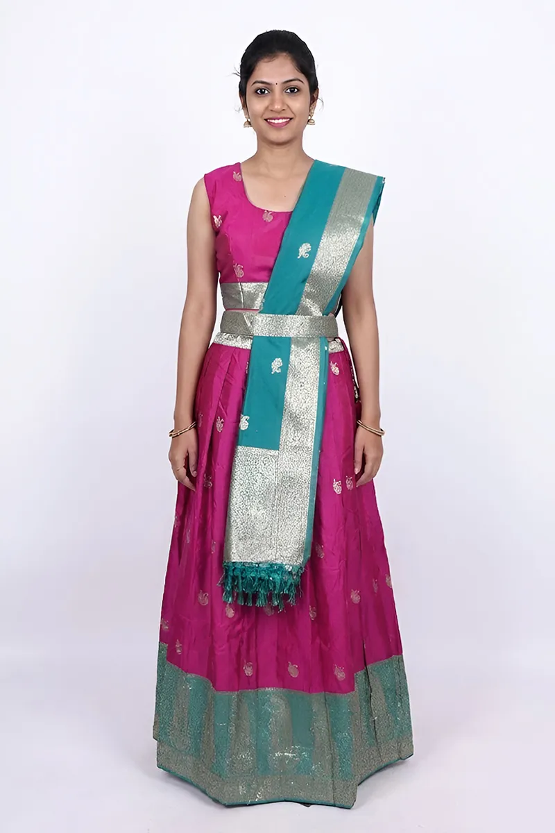 Art Silk Festive Lehenga Set with Sleeve Fabric for Women - Pink