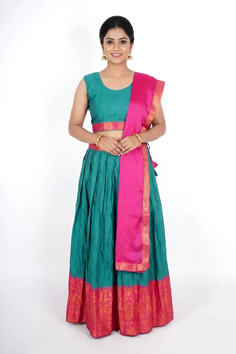 Art Silk Festive Lehenga Set with Sleeve Fabric for Women - CLW00376GREL