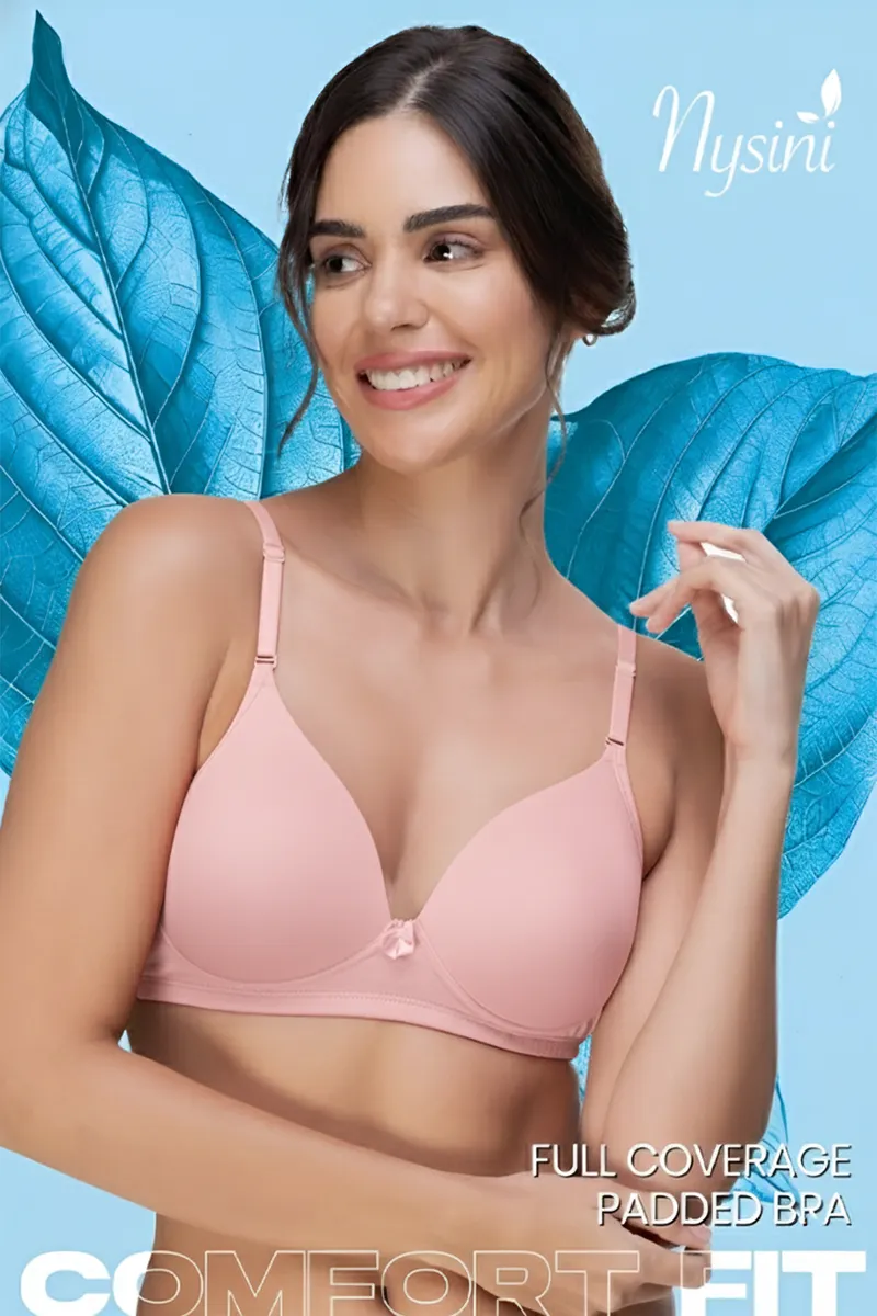 Nysini Cotton Solid Full Coverage Padded Bra for Women CLW00382MISPIN34B