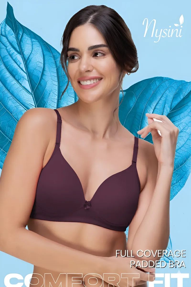 Nysini Cotton Solid Full Coverage Padded Bra for WomenCLW00382WIN34C