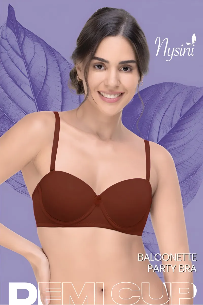 Nysini Cotton Balconette Demi Coverage Padded Bra for Women CLW00383COF34C