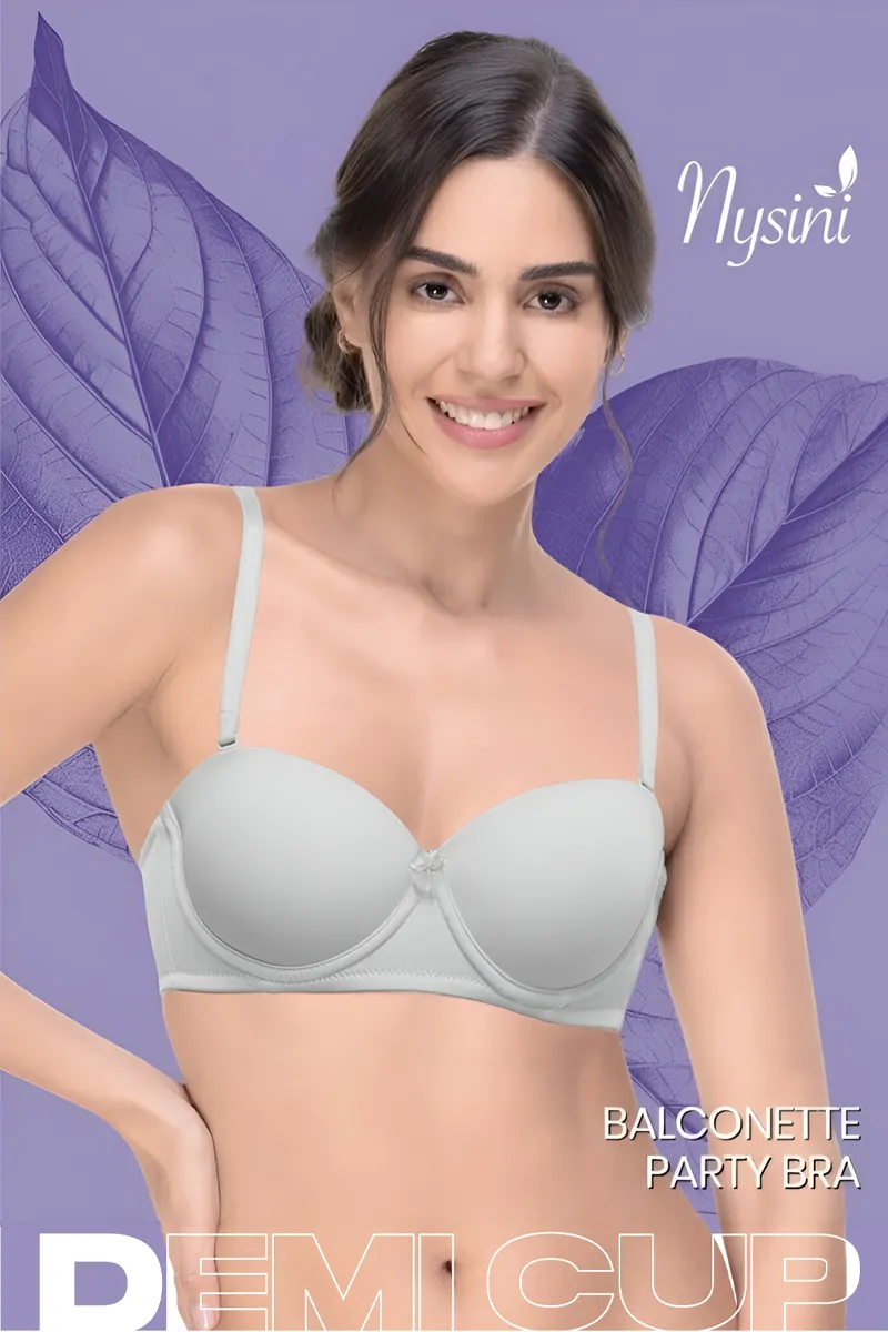 Nysini Cotton Balconette Demi Coverage Padded Bra for Women CLW00383LIGGRE34C