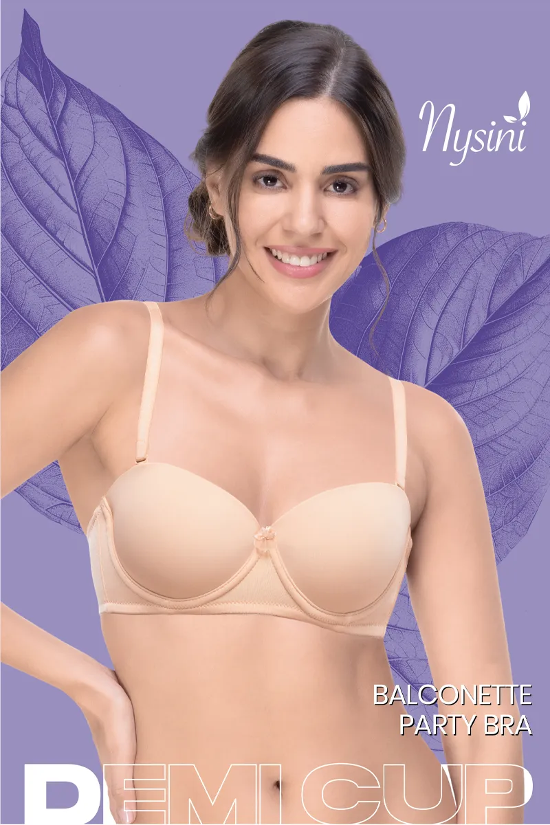 Nysini Cotton Balconette Demi Coverage Padded Bra for Women 