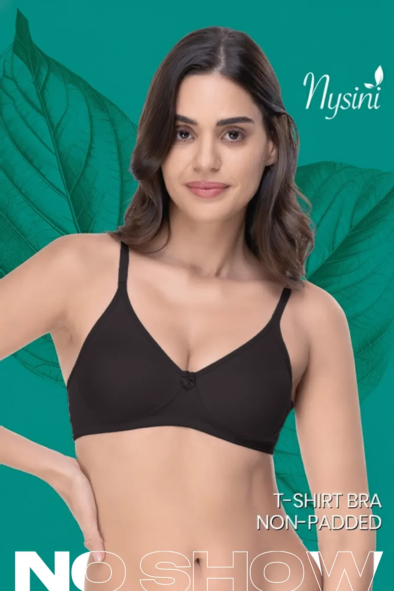 Nysini Cotton Solid Non- Padded T-Shirt Bra for WomenCLW00384BLA36C