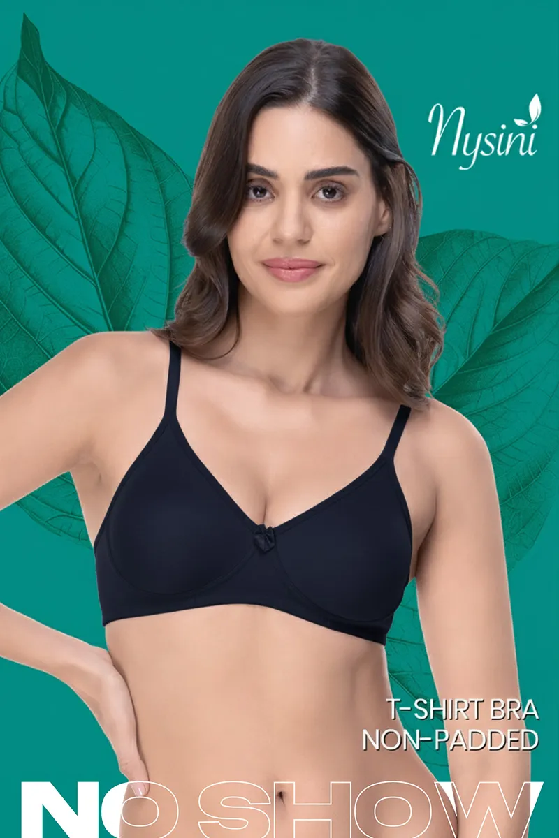 Nysini Cotton Solid Non- Padded T-Shirt Bra for WomenCLW00384DARNAVBLU32C