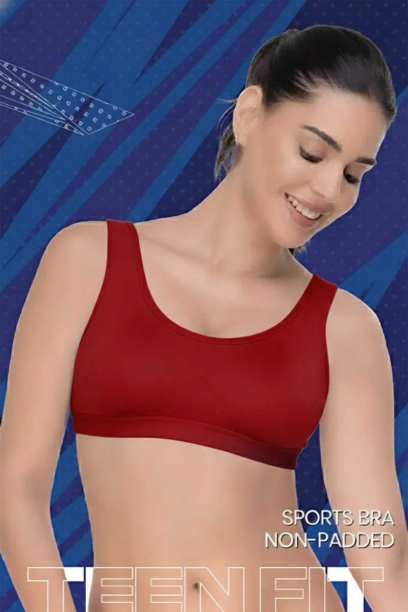 Nysini Cotton Solid Non- Padded Sports Bra for Women CLW00385MARL