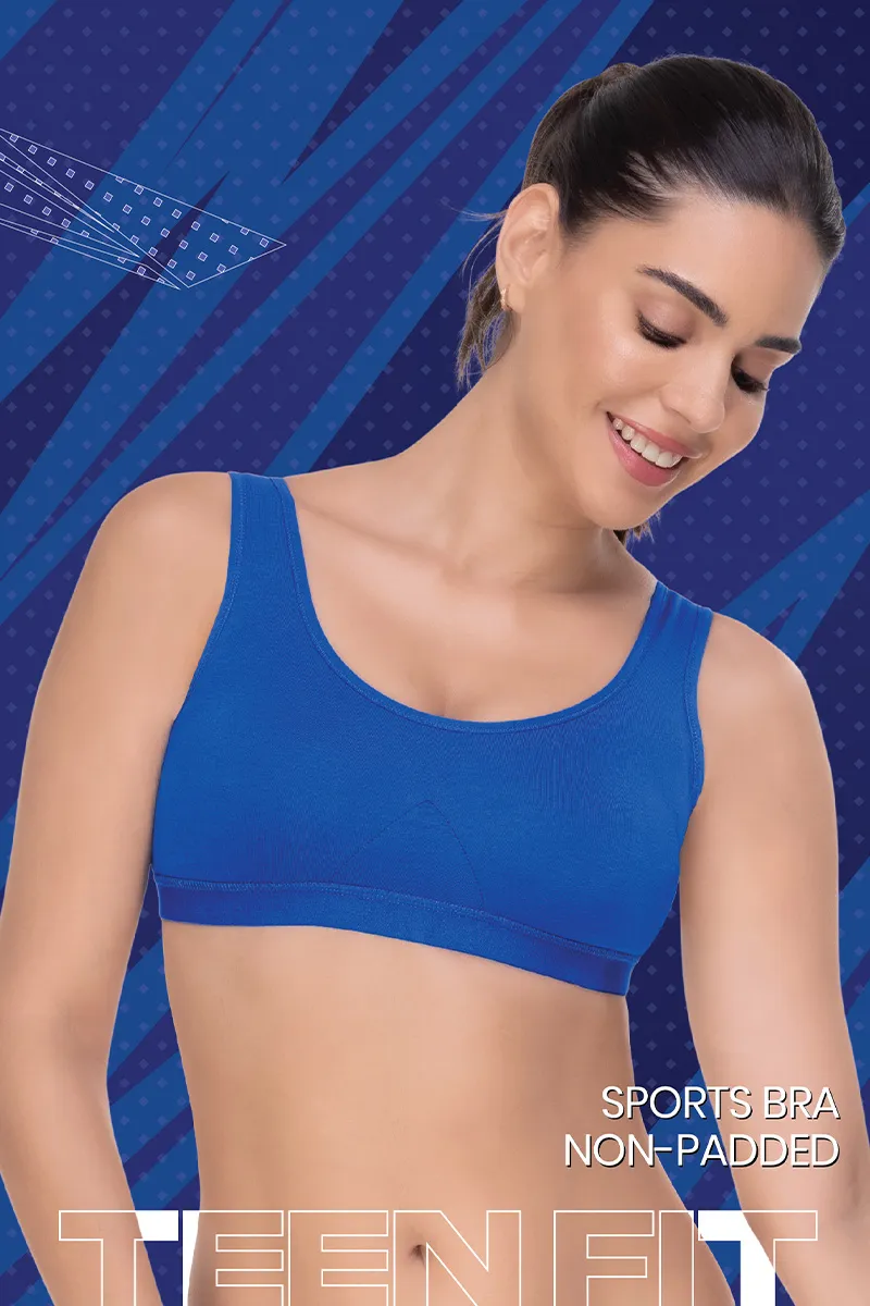 Nysini Cotton Solid Non- Padded Sports Bra for Women CLW00385ROYBLUS