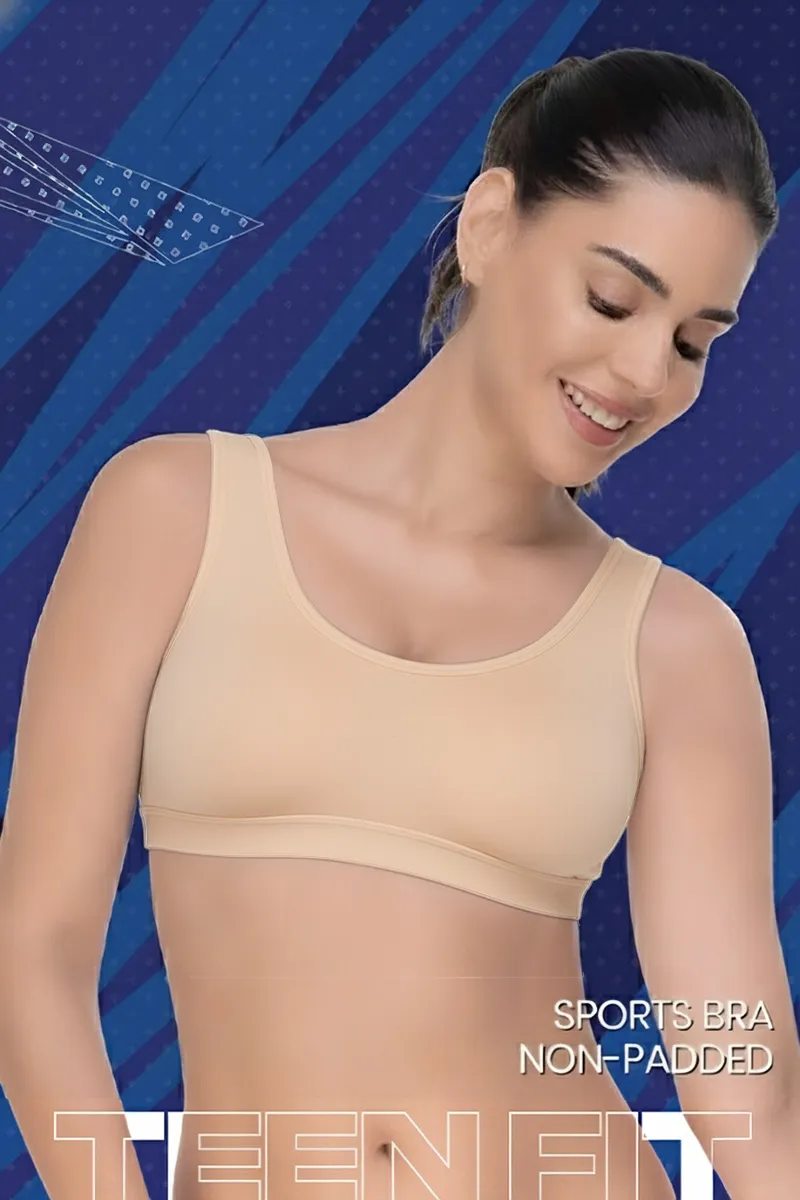 Nysini Cotton Solid Non- Padded Sports Bra for Women CLW00385SKIM
