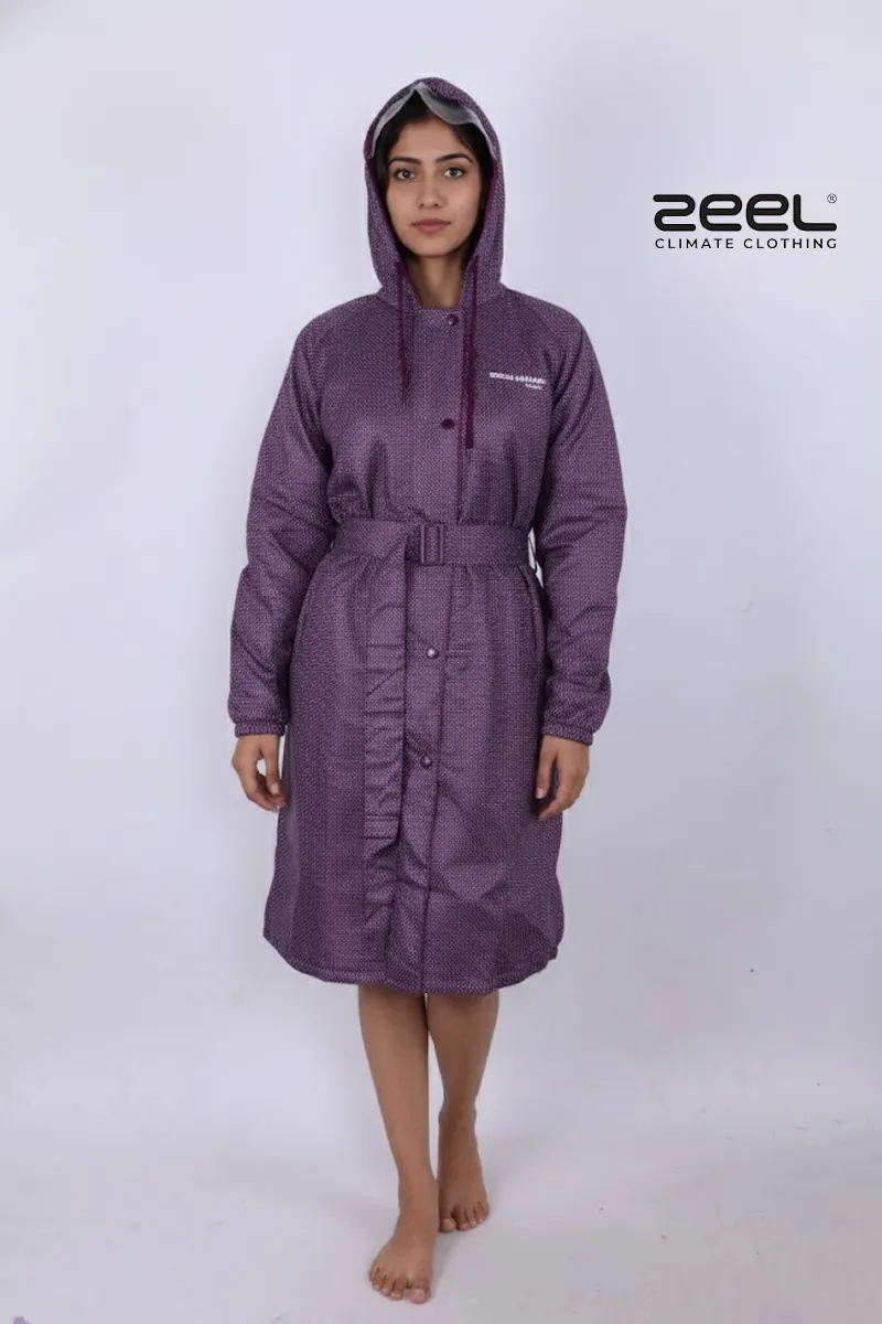 PVC Waterproof Printed Raincoat for Women CLW00386PURXL