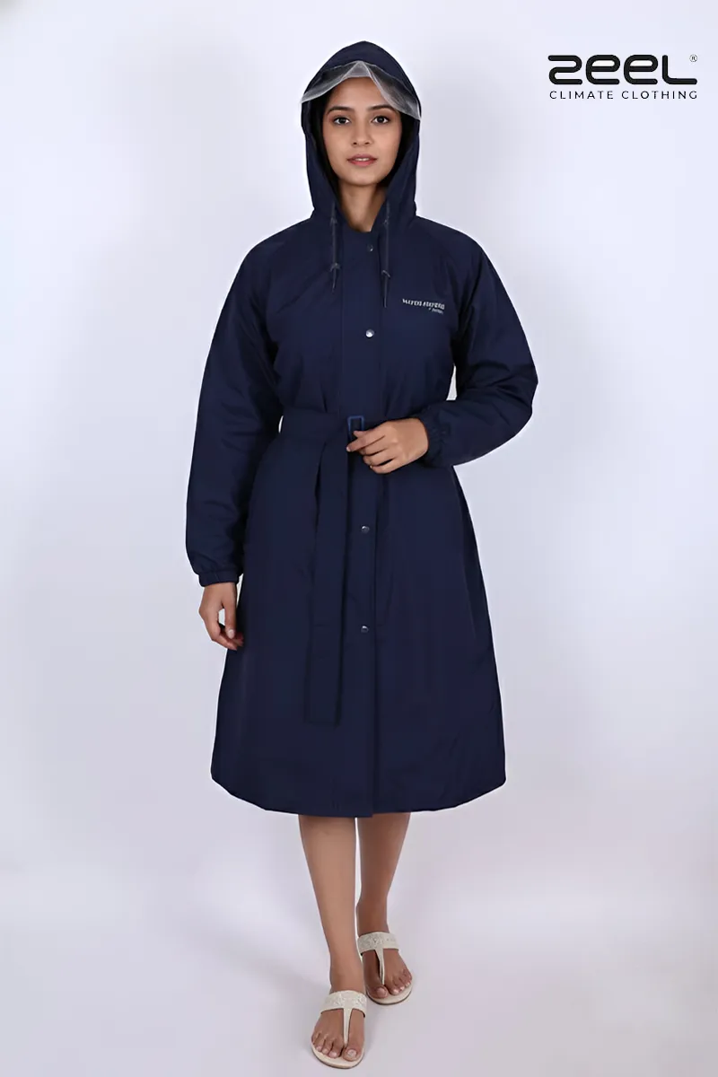 PVC Waterproof Reversible Rain Jacket for Women CLW00387NAVBLUL