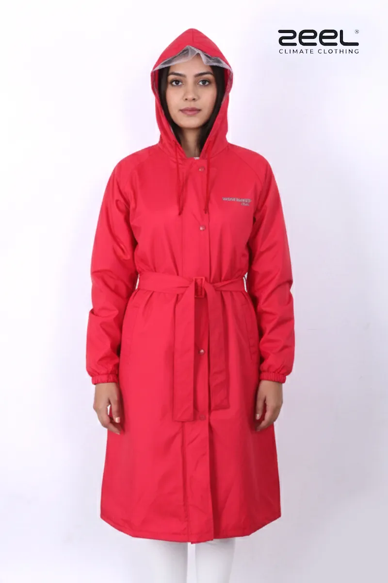 PVC Waterproof Reversible Rain Jacket for Women CLW00387REDXL