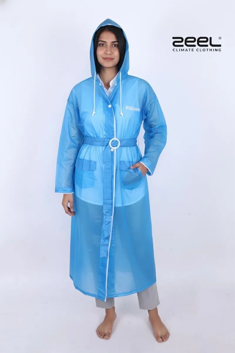PVC Waterproof Transparent Solid Raincoat for Women