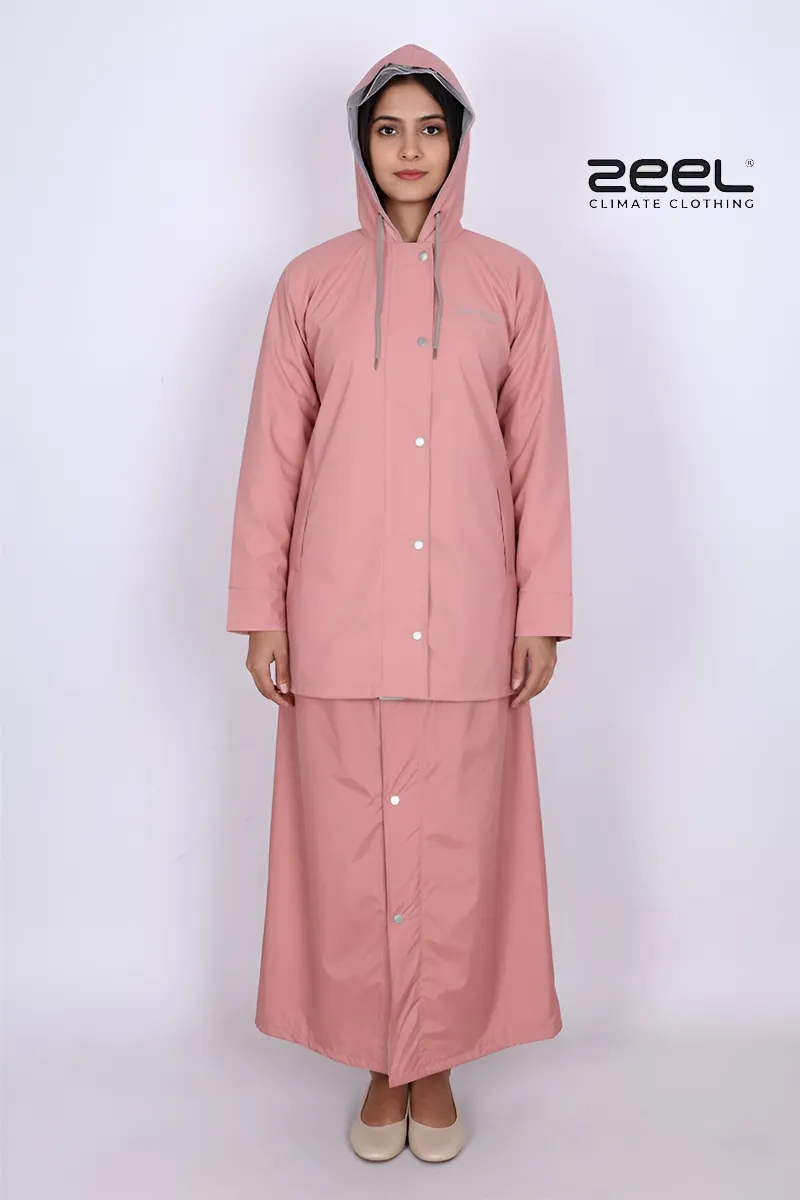 Poly PVC Waterproof Solid Rain Suit for Women  - 2 Pcs Set CLW00391PEAXXL