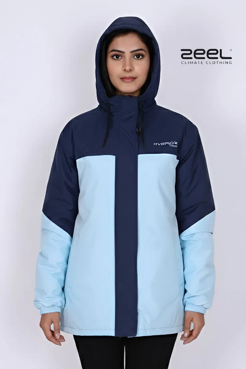 Poly PVC Waterproof Solid Rain Jacket for Women CLW00392BLUXL