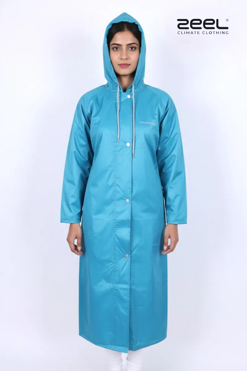 Poly PVC Waterproof Solid Rain Jacket for Women CLW00393TEA50