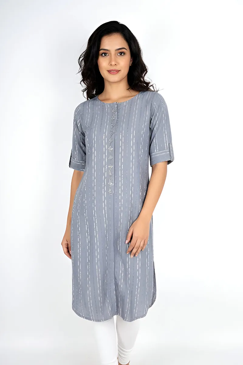 Cotton Printed Kurti for Women CLW00400BLUGREM