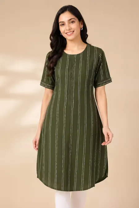 Cotton Printed Kurti for Women CLW00400GREM