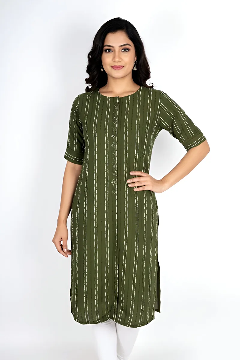 Cotton Printed Kurti for Women CLW00400GREM