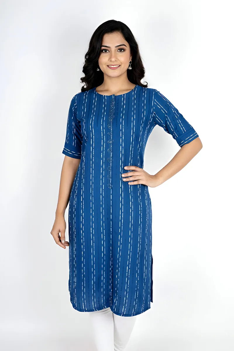 Cotton Printed Kurti for Women CLW00400TEAL