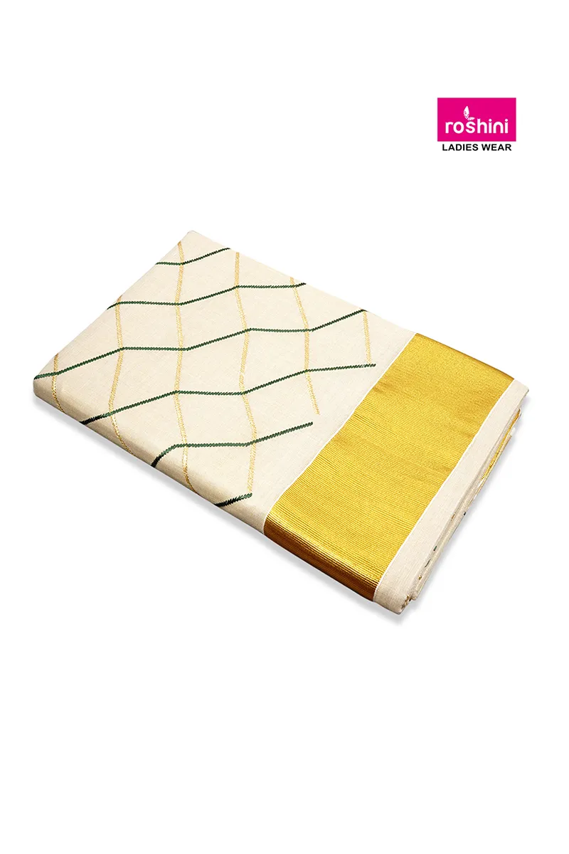 Gold Tissue Embroidered Saree for Women CLW00411GREFRESIZ