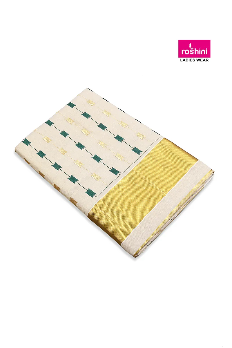 Gold Tissue Embroidered Saree for Women CLW00413GREFRESIZ