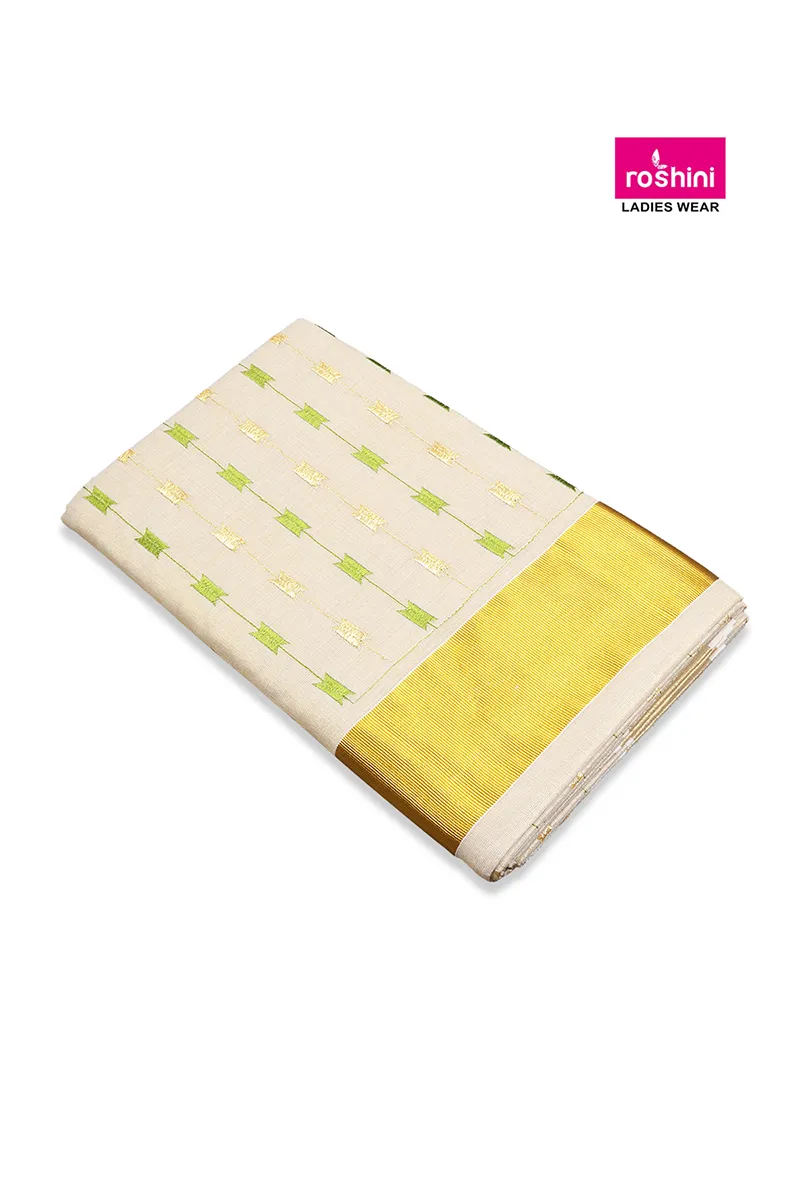 Gold Tissue Embroidered Saree for Women