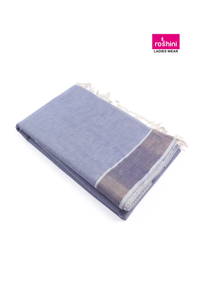 Tissue Solid with Copper Border Saree for Women