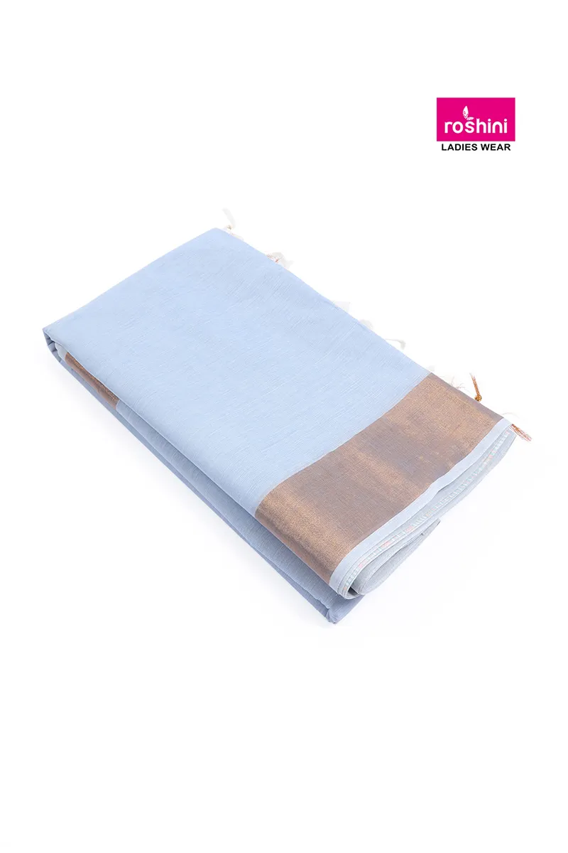 Tissue Solid with Copper Border Saree for Women