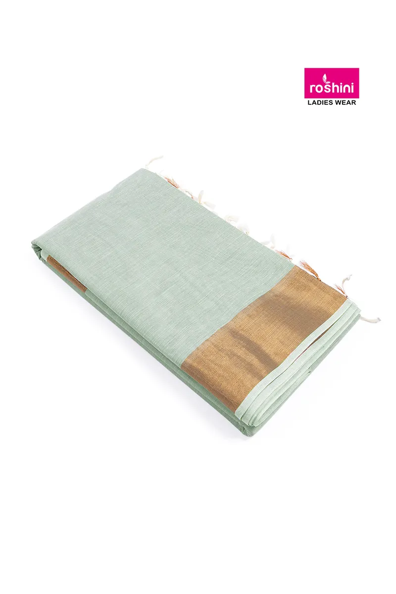 Tissue Solid with Copper Border Saree for Women CLW00415LIGGREFRESIZ