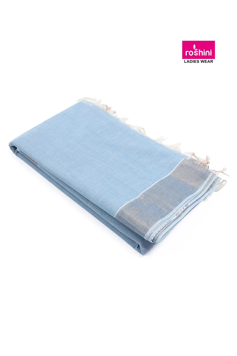 Tissue Solid with Copper Border Saree for Women