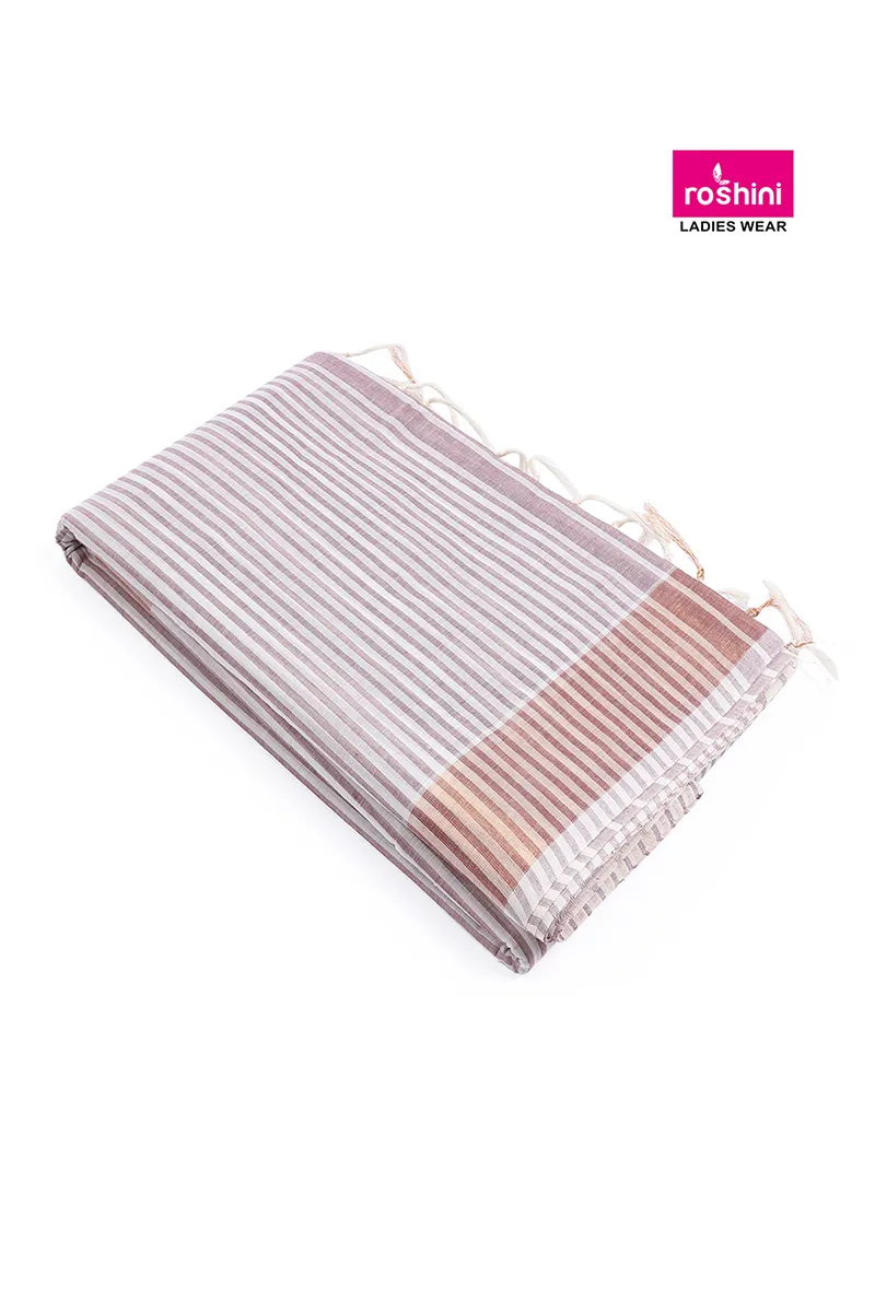 Tissue Woven Striped Saree for WomenCLW00417BROFRESIZ