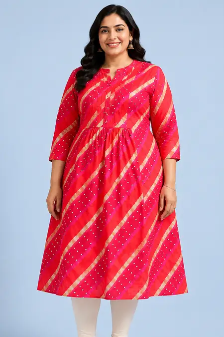 Polycotton A-line Printed Kurti for Women - Plus Size
