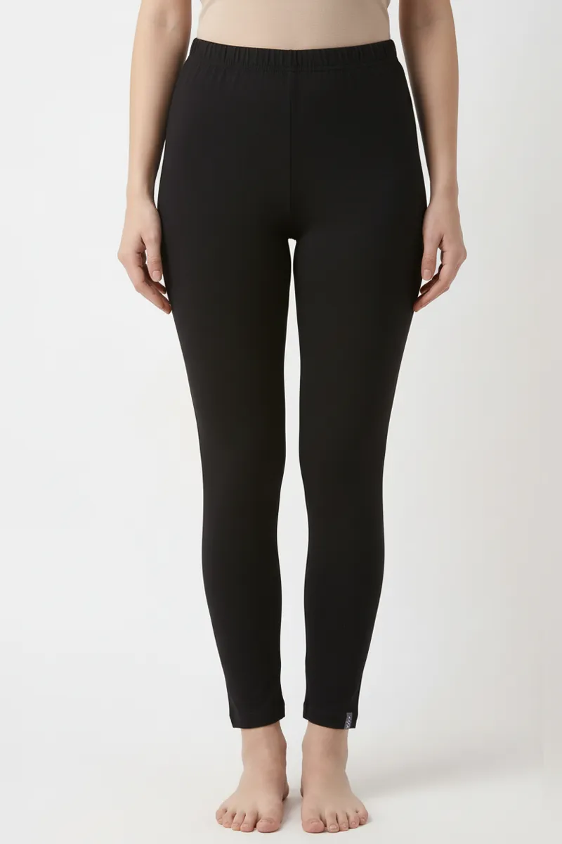 Cotton Lycra Stretchable Ankle Length Leggings for Women CLW00451BLAS