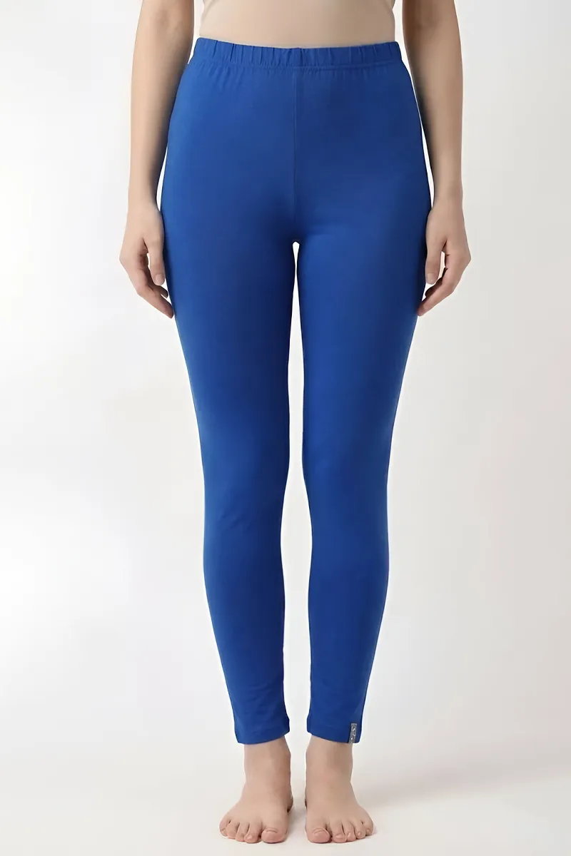 Cotton Lycra Stretchable Ankle Length Leggings for Women CLW00451BLUS