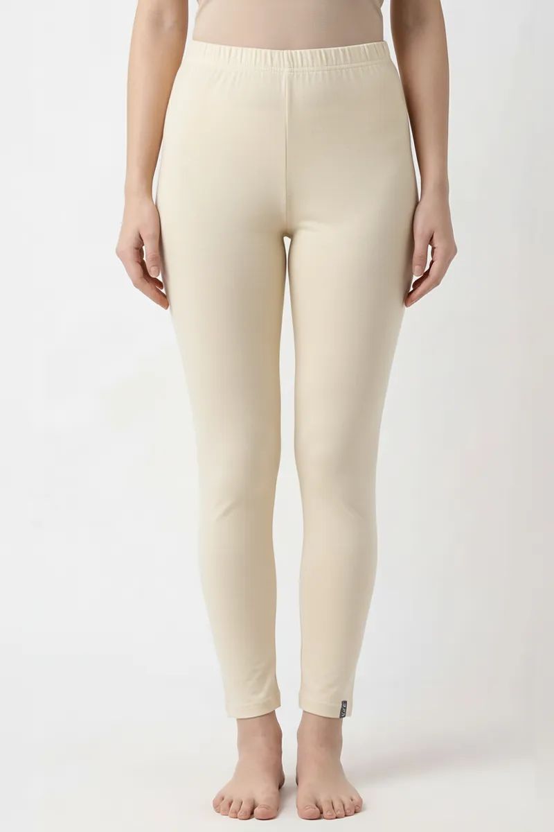 Cotton Lycra Stretchable Ankle Length Leggings for Women CLW00451CREL
