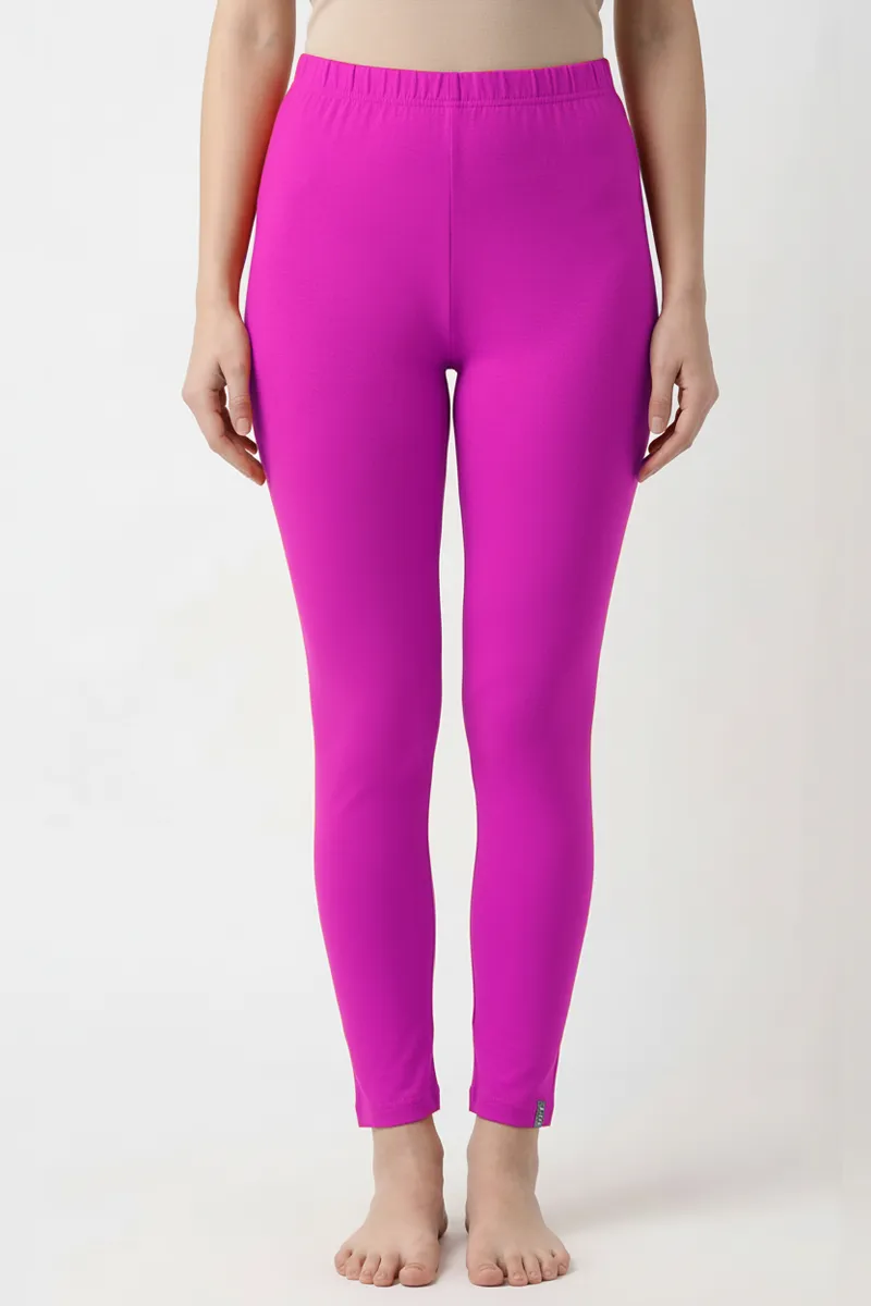 Cotton Lycra Stretchable Ankle Length Leggings for Women CLW00451MAGXXL