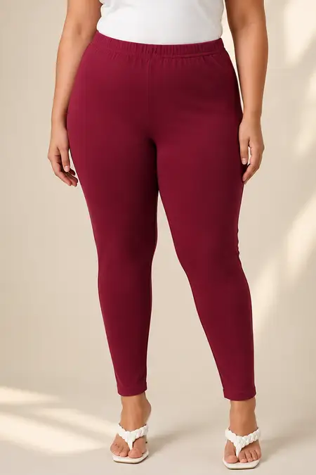 Cotton Lycra Stretchable Ankle Length Leggings for Women - Plus Size