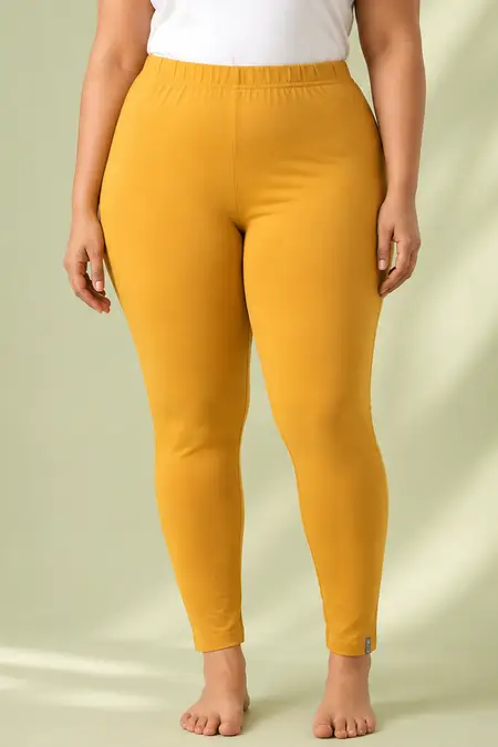 Cotton Lycra Stretchable Ankle Length Leggings for Women - Plus Size