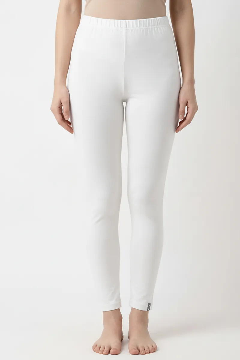Cotton Lycra Stretchable Ankle Length Leggings for Women CLW00451WHIM