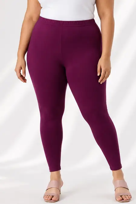 Cotton Lycra Stretchable Ankle Length Leggings for Women - Plus Size CLW00451WIN3XL