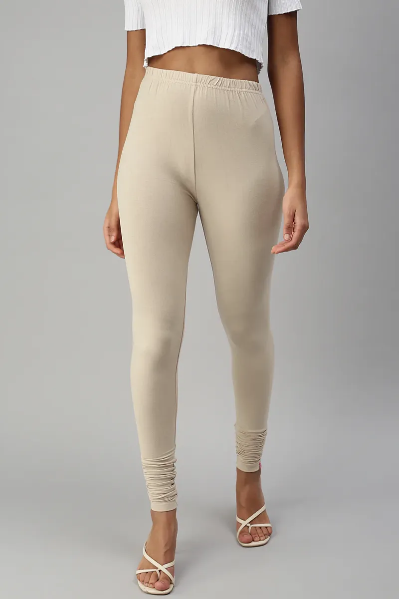 Cotton Lycra Stretchable Churidar Leggings for Women CLW00452CRE3XL