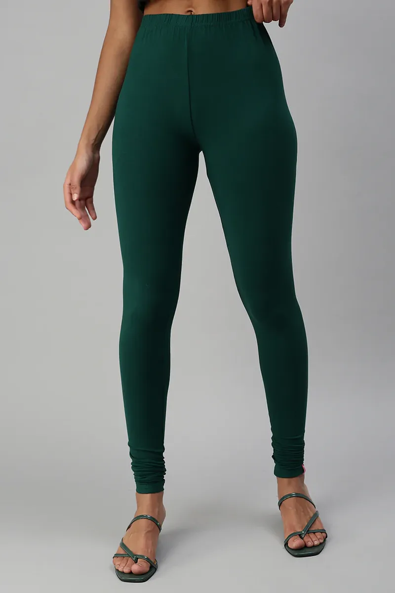 Cotton Lycra Stretchable Churidar Leggings for Women CLW00452DARGREM