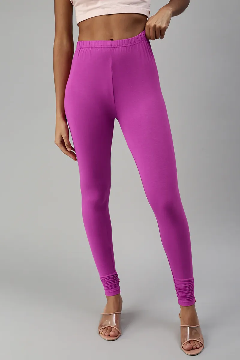 Cotton Lycra Stretchable Churidar Leggings for Women CLW00452MAGS