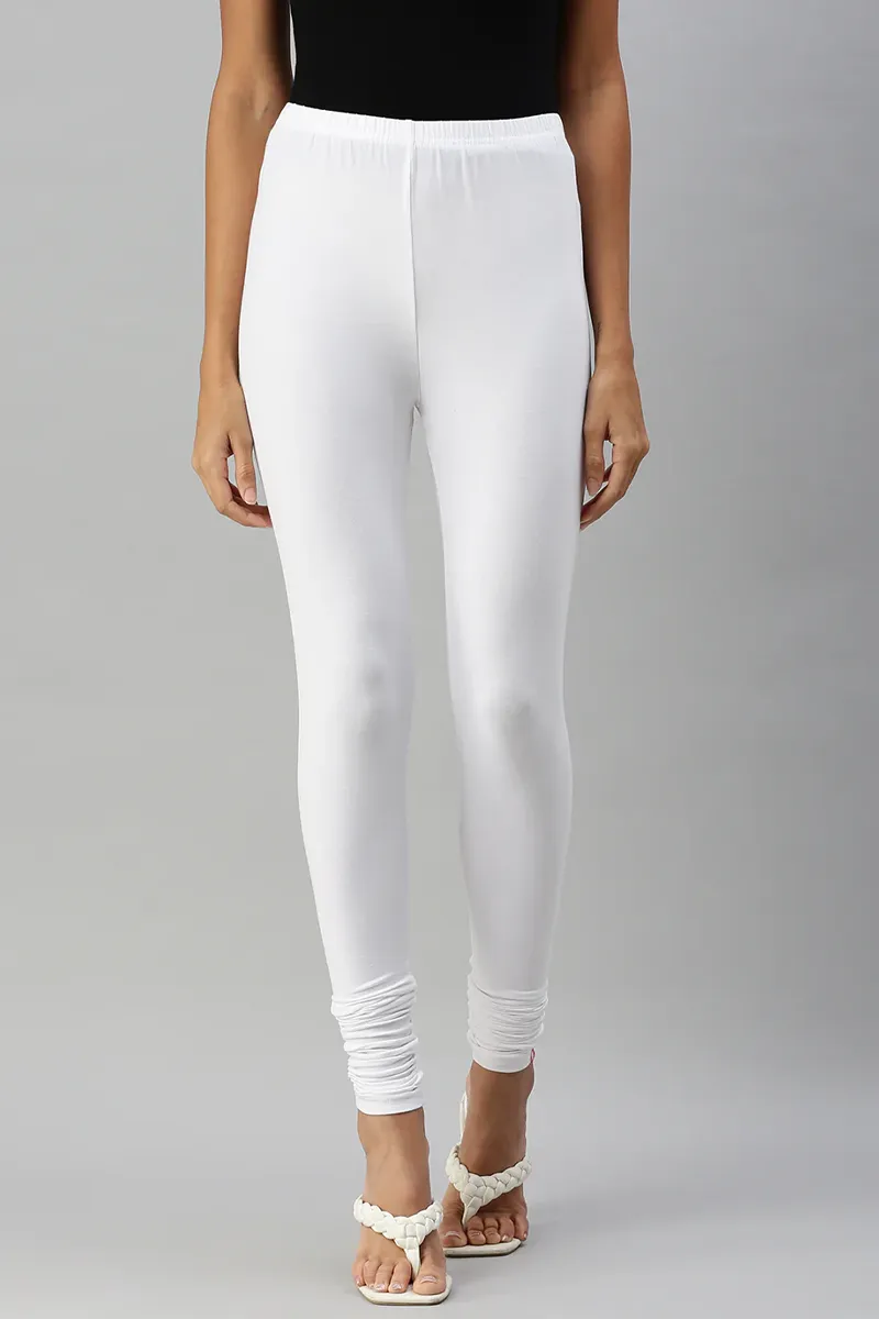 Cotton Lycra Stretchable Churidar Leggings for Women CLW00452WHIXXL