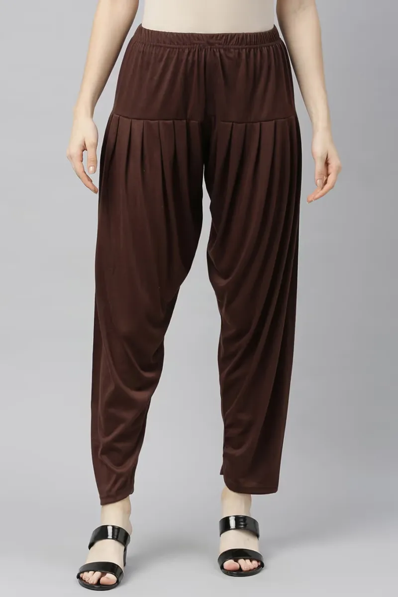 Cotton Blend Solid Patiala Pant for Women CLW00453BROXL