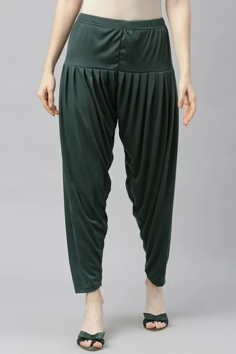 Cotton Blend Solid Patiala Pant for Women CLW00453DARGREM