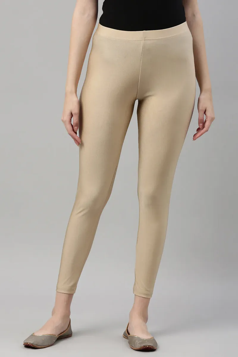Nylon Ankle Length Shimmer Leggings for Women CLW00454SANS