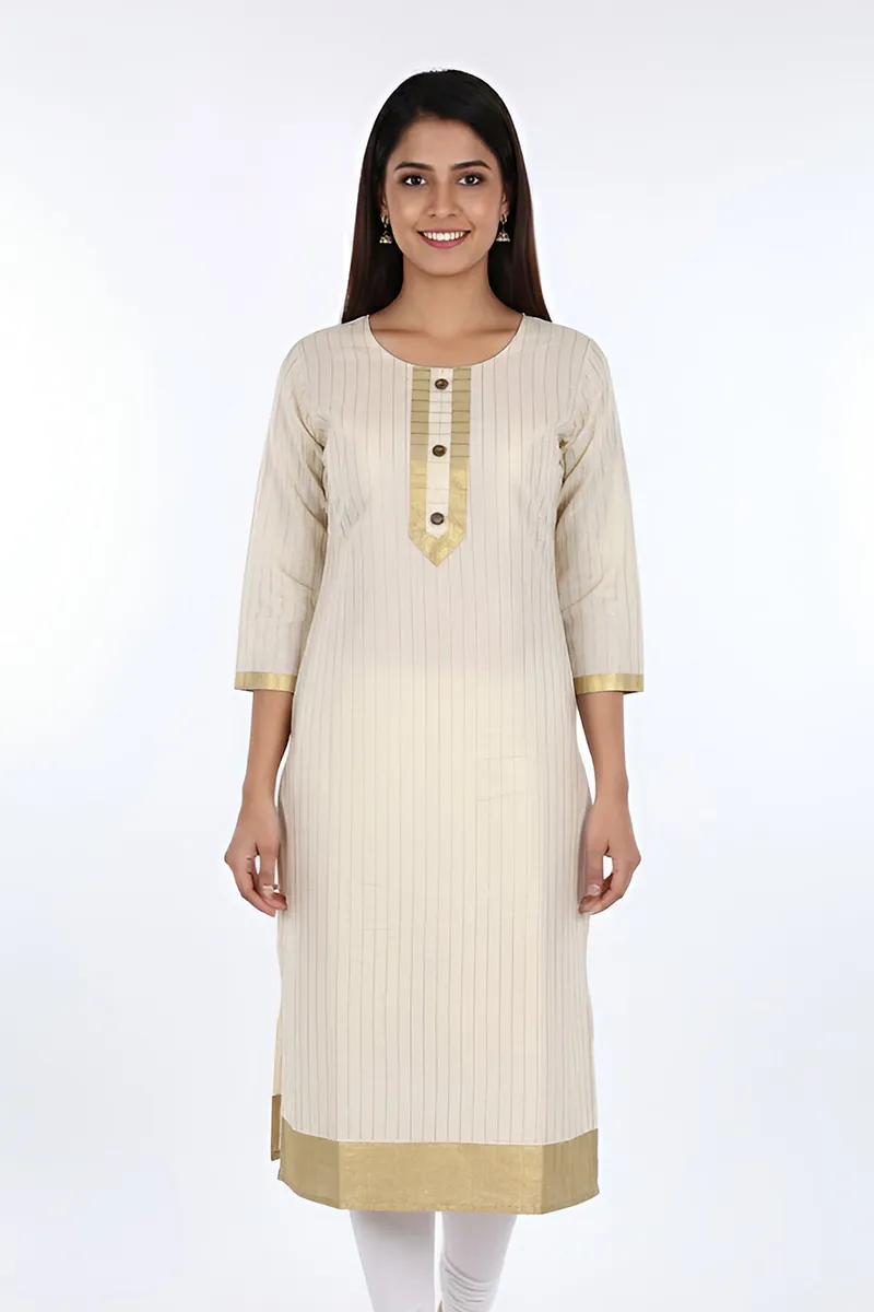Cotton Woven Striped  Kurti for Women