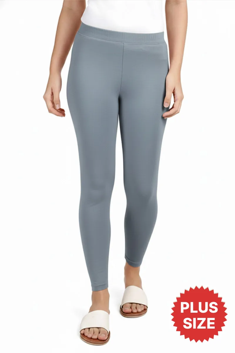 Cotton Stretchable Ankle Length Leggings for Women CLW00521GRE23XL